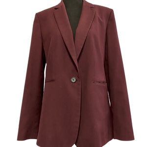 Ann Taylor Notched One Button Blazer Jacket Size 8 Color Cranberry